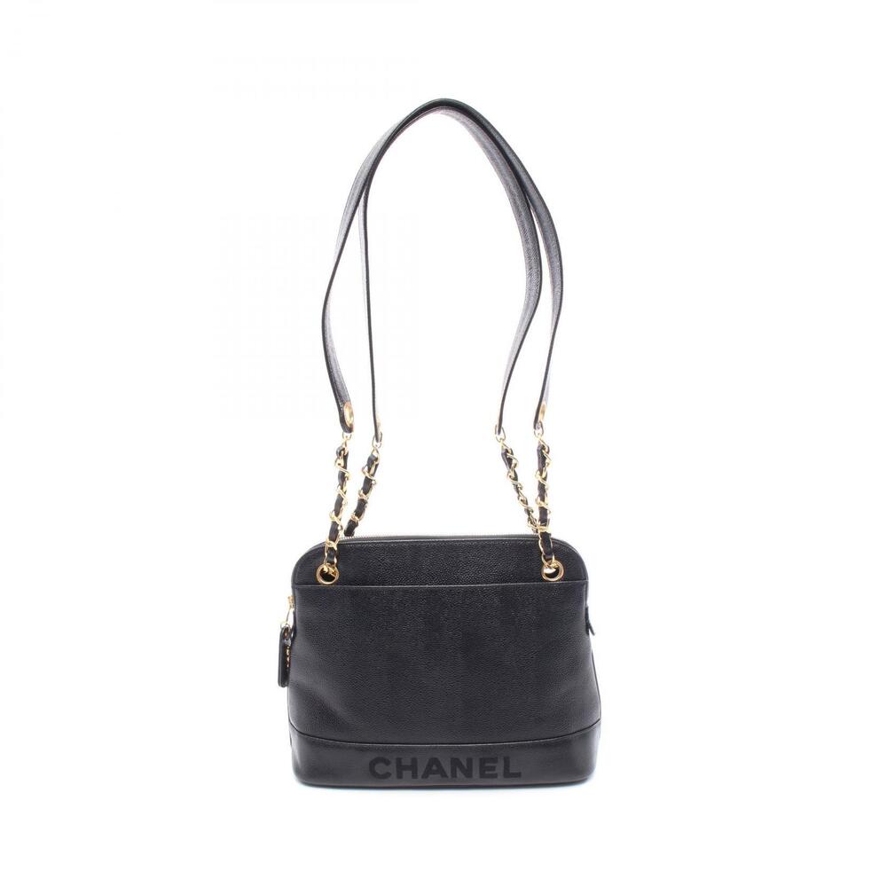 Chanel shoulder bag grained calfskin leather black